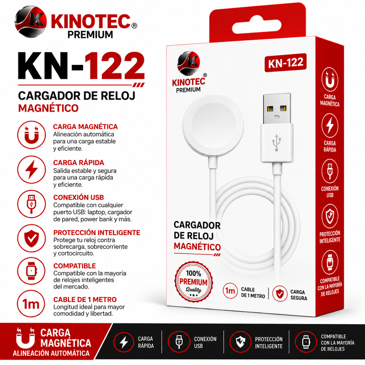 Cargador de Reloj Magnético Kinotec KN-122