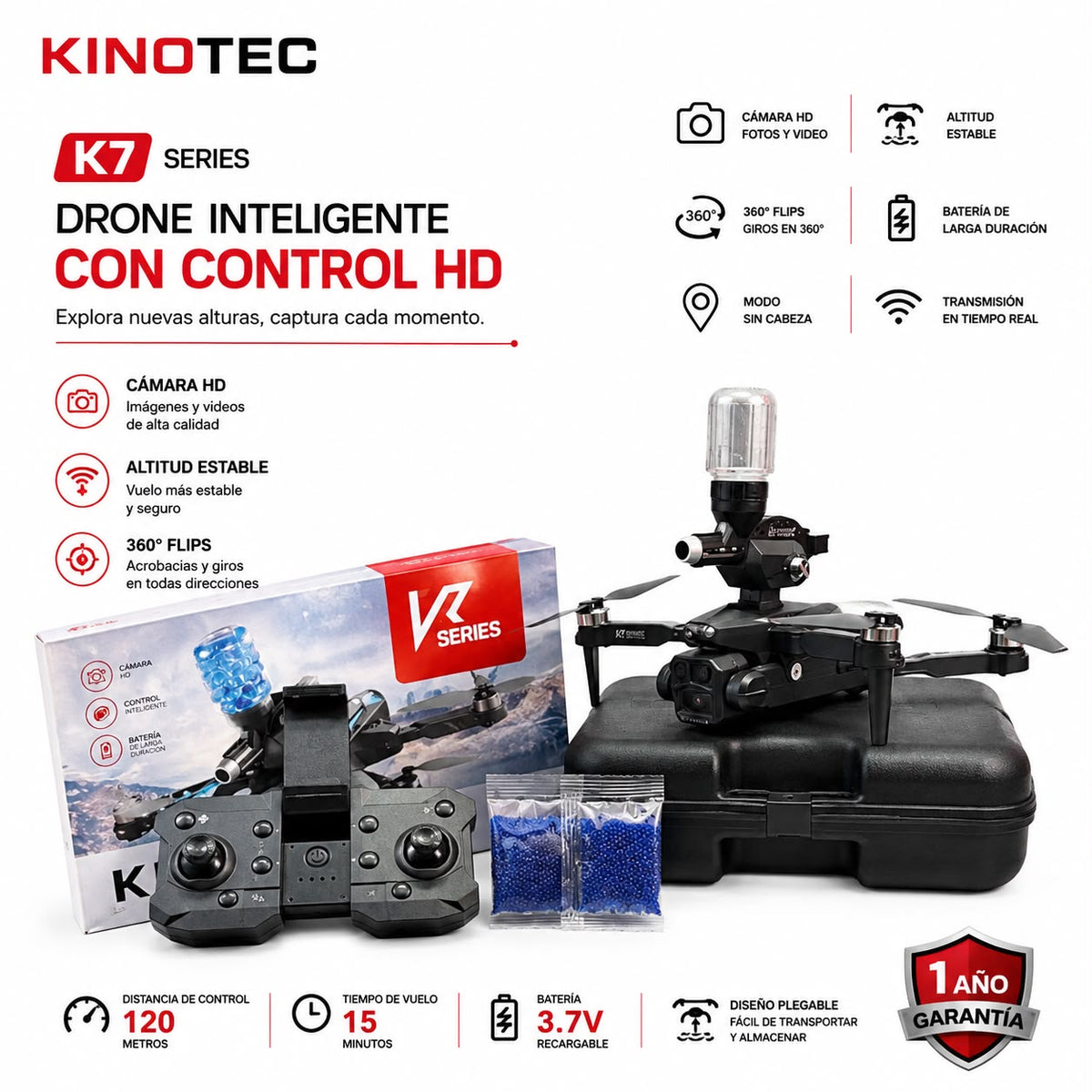 Dron inteligente control HD K7