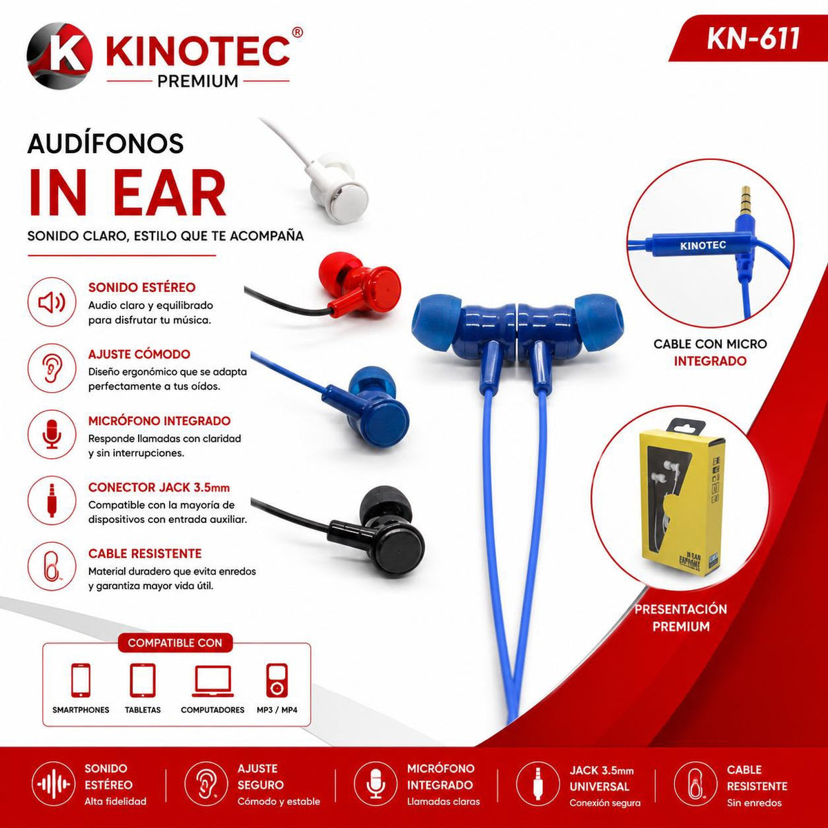 Audifonos con Cable Kinotec KN-611