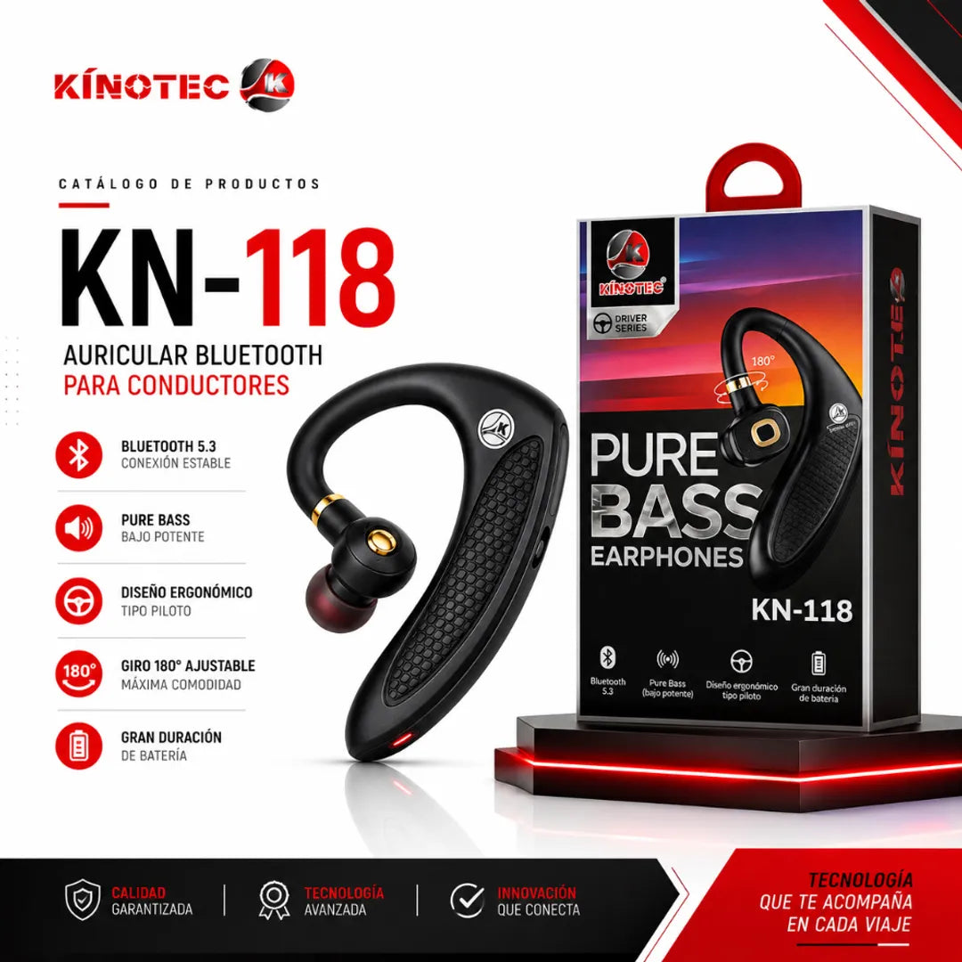 Audífonos Bluetooth Tipo Piloto Kinotec kn-118