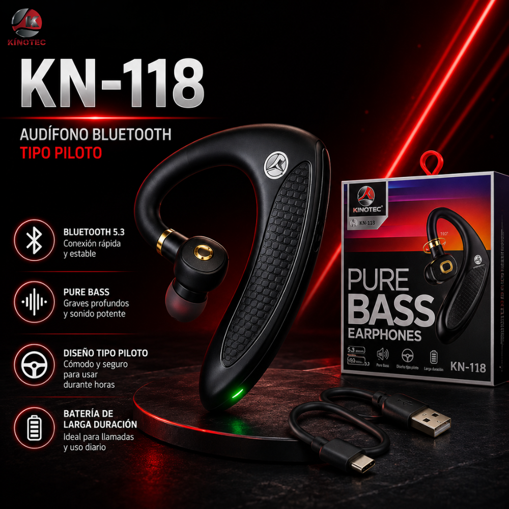 Audífonos Bluetooth Tipo Piloto Kinotec kn-118