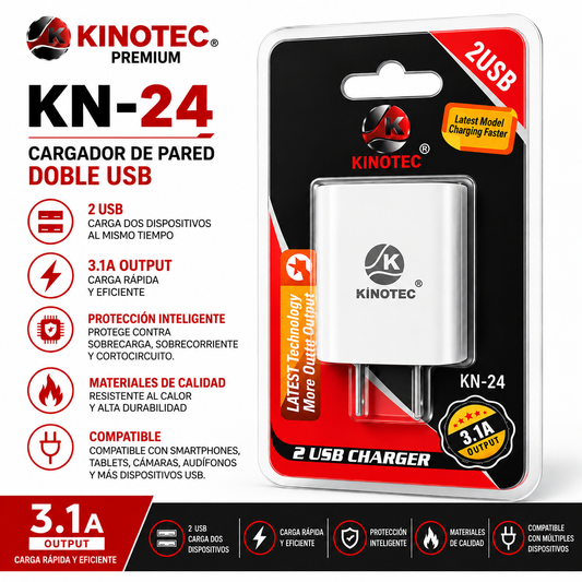 Cargador Kinotec KN-24 Doble USB