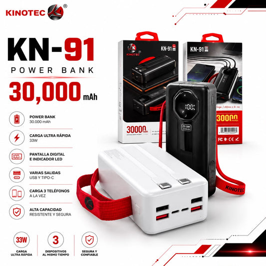 Power Bank 30,000mAh Kinotec KN-91