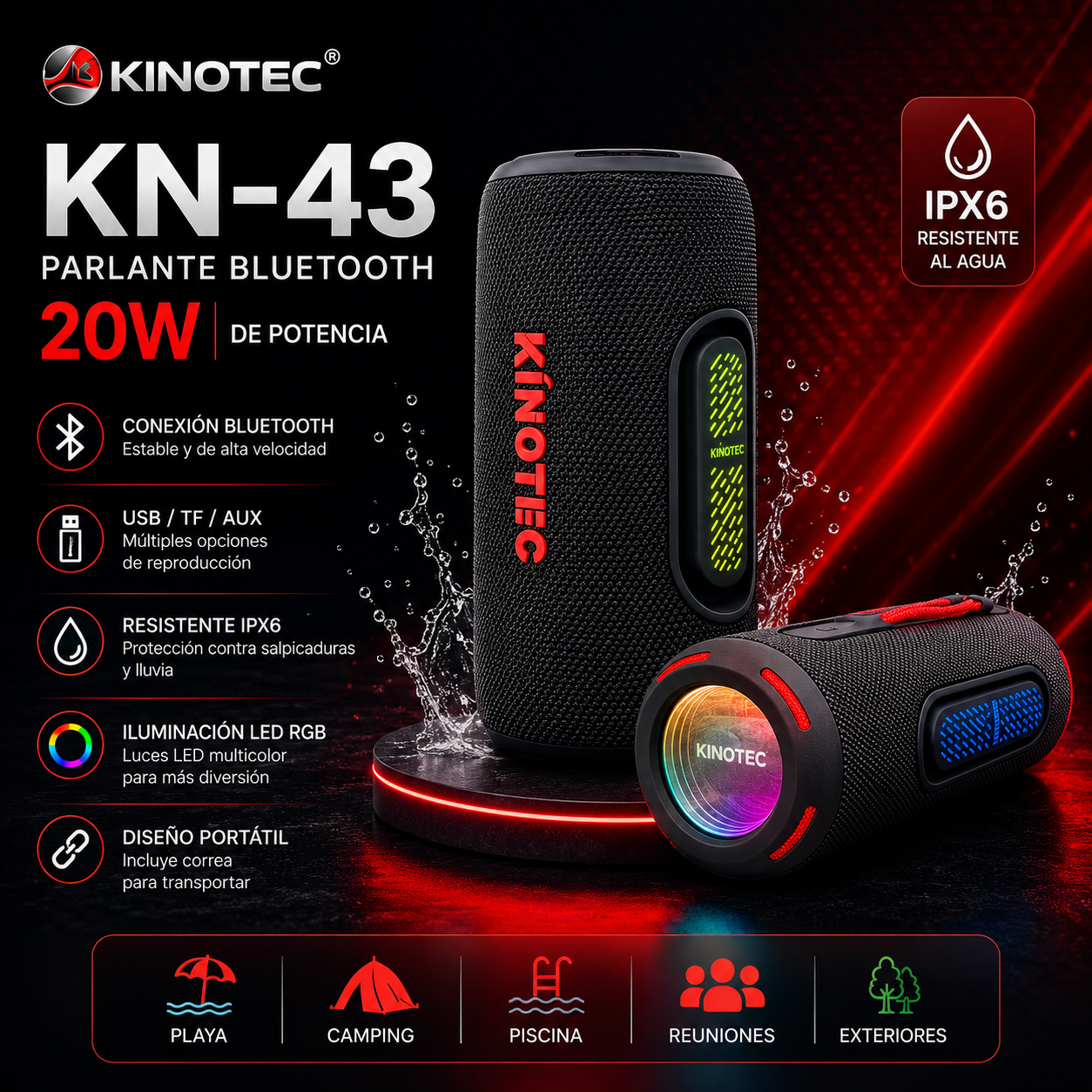 Parlante Bluetooth Kinotec KN-43