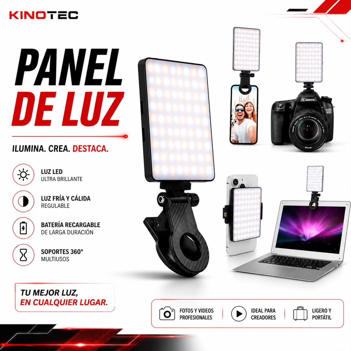 PANEL LED PARA SELFIES
