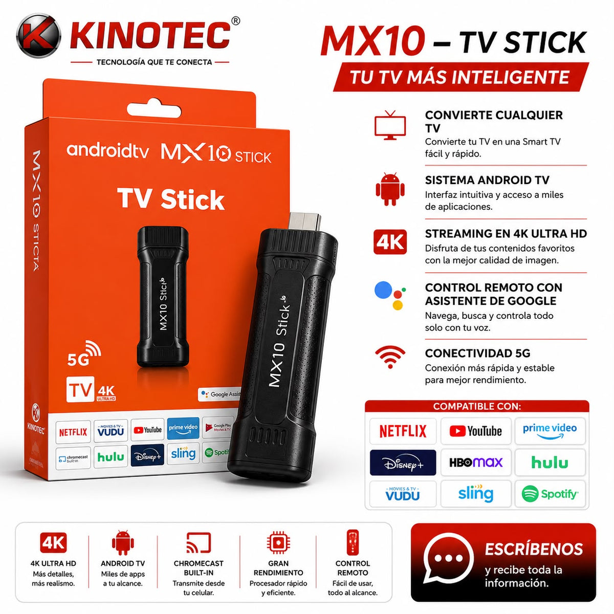 Android TV Box 4K MX10 — WiFi + Bluetooth