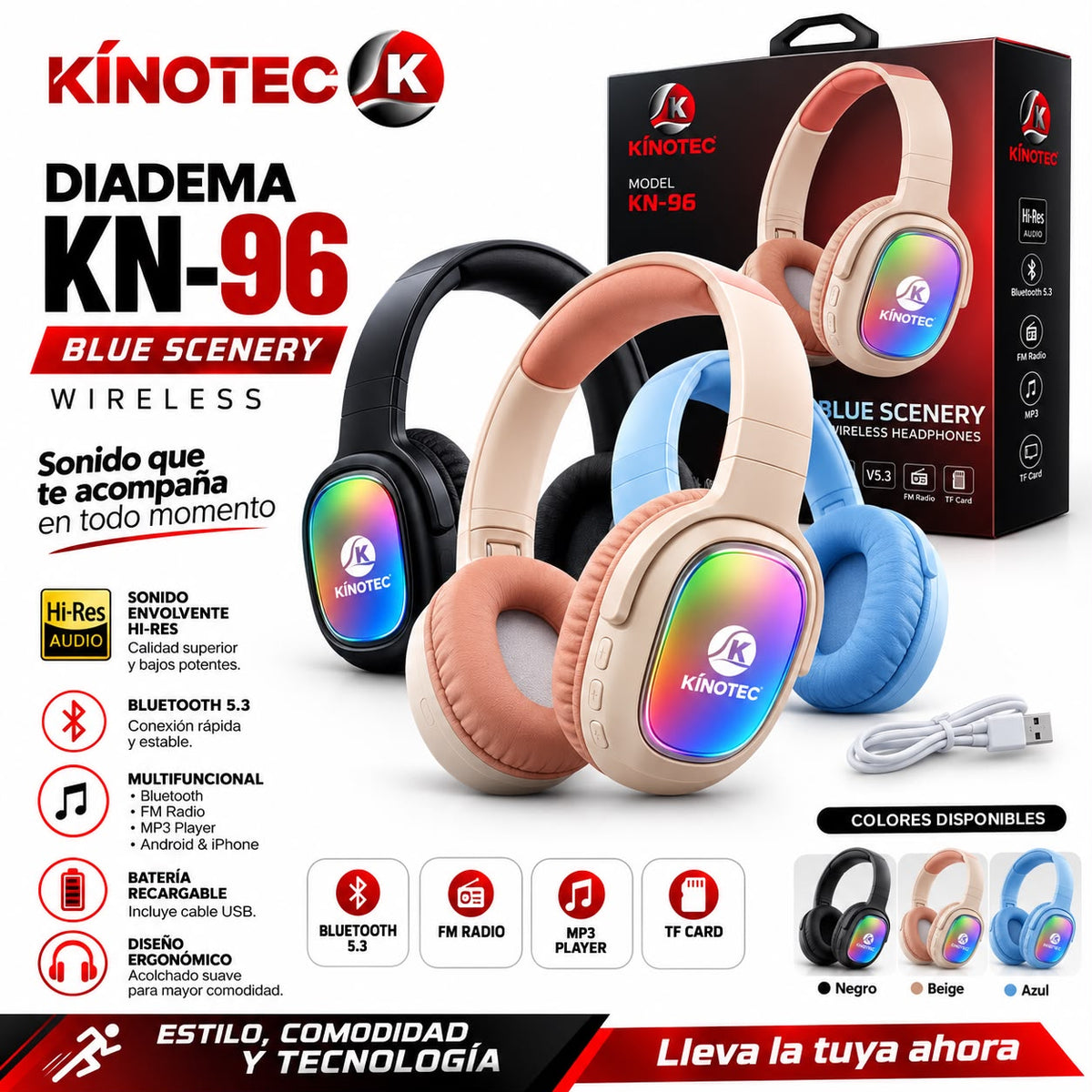Diadema Bluetooth KN-96 Kinotec