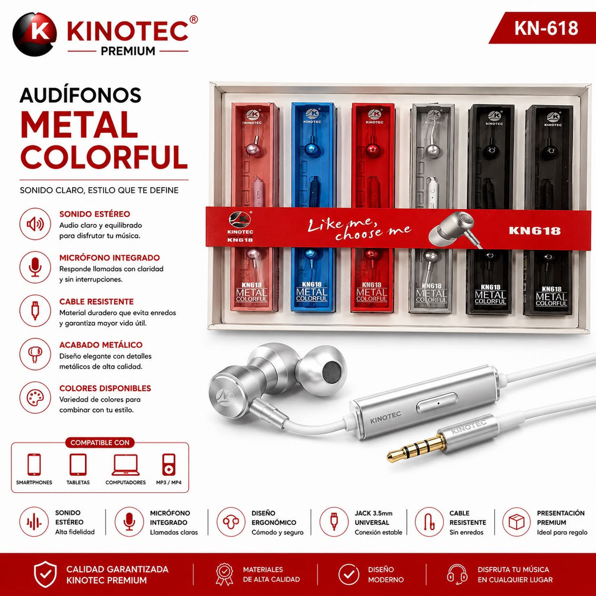 Audifonos con Cable Kinotec KN-618