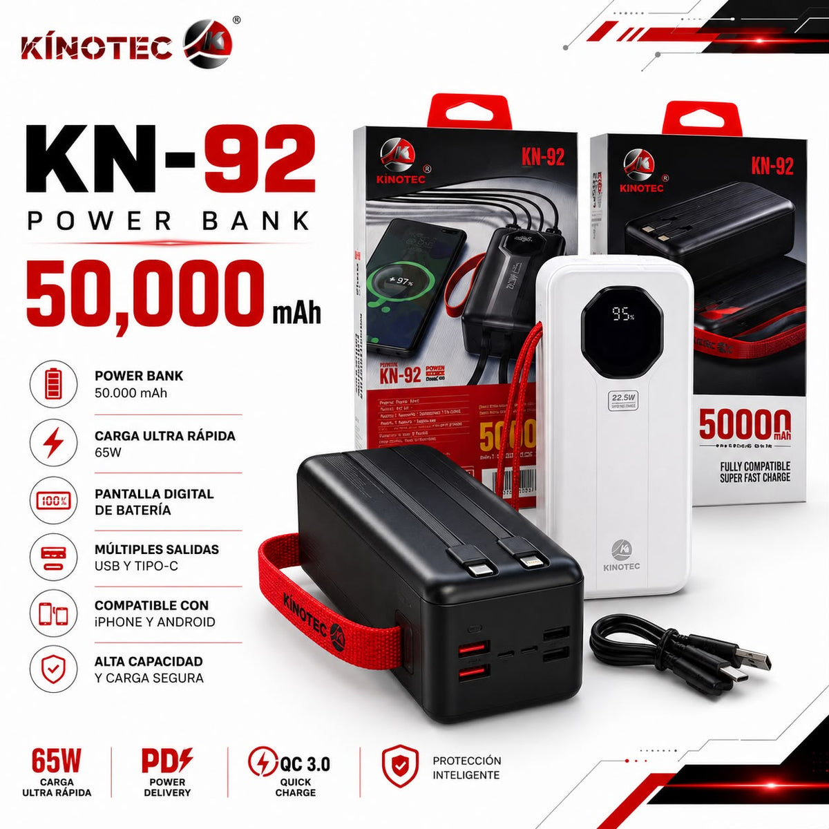 Power Bank 50.000mAh Kinotec kn-92