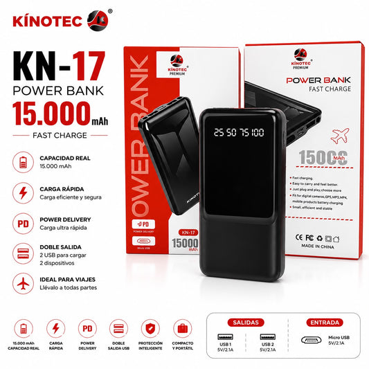Power Bank Kinotec KN-17 – 15.000 mAh