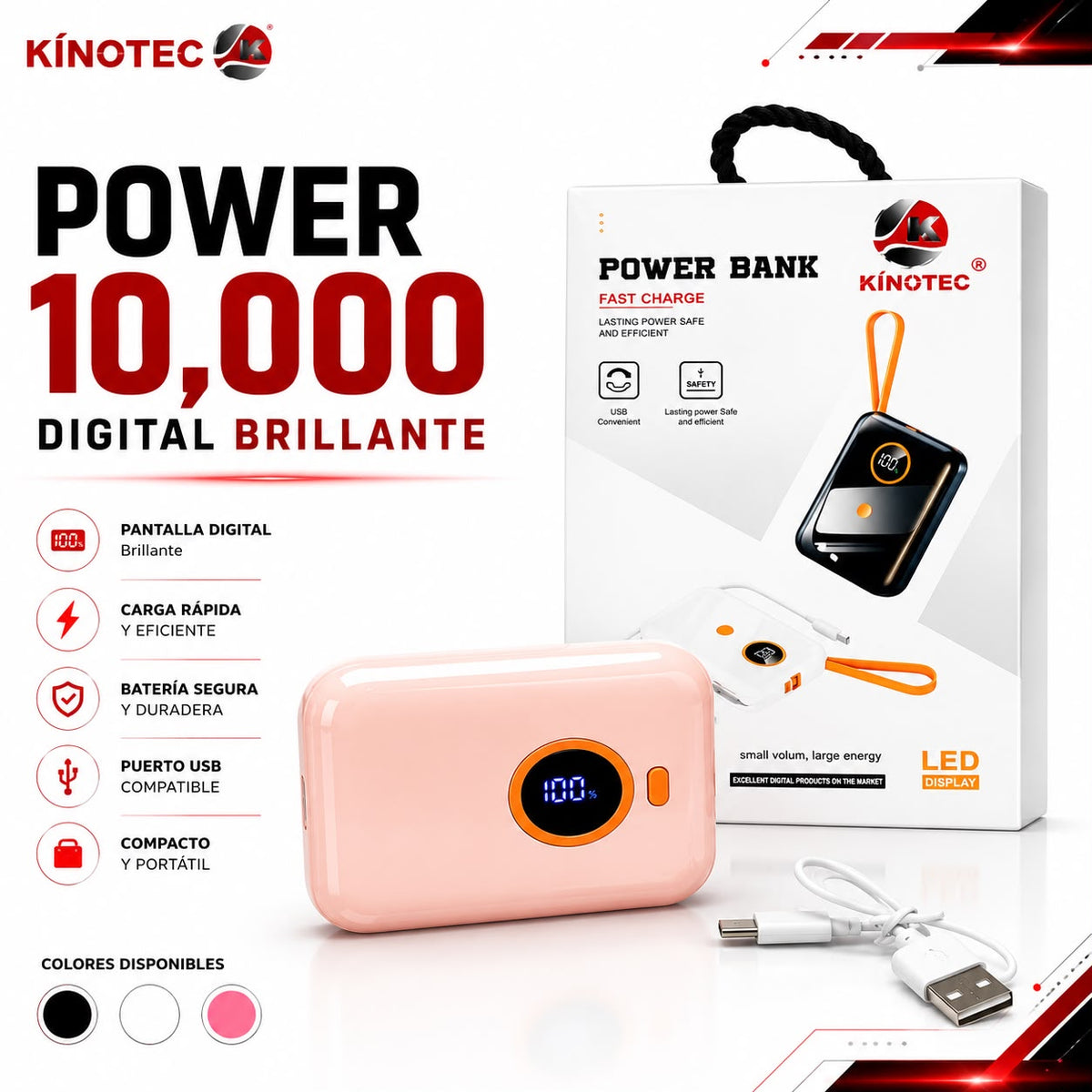 Power Bank Digital Brillante – 10,000mAh