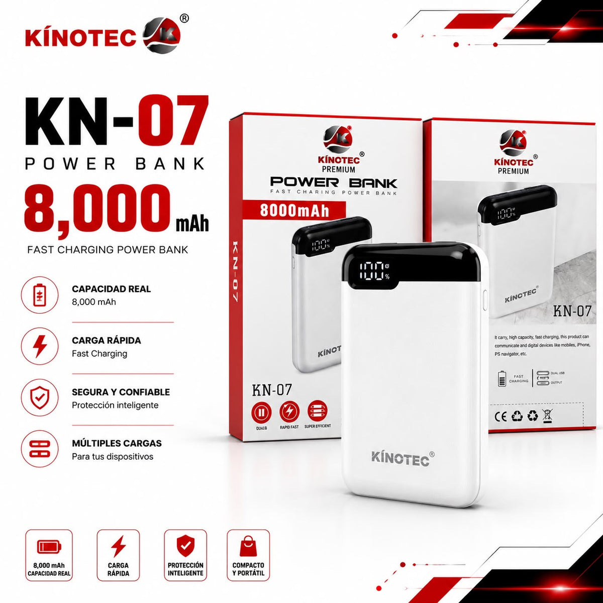 Power Bank Kinotec KN-07 – 8000 mAh