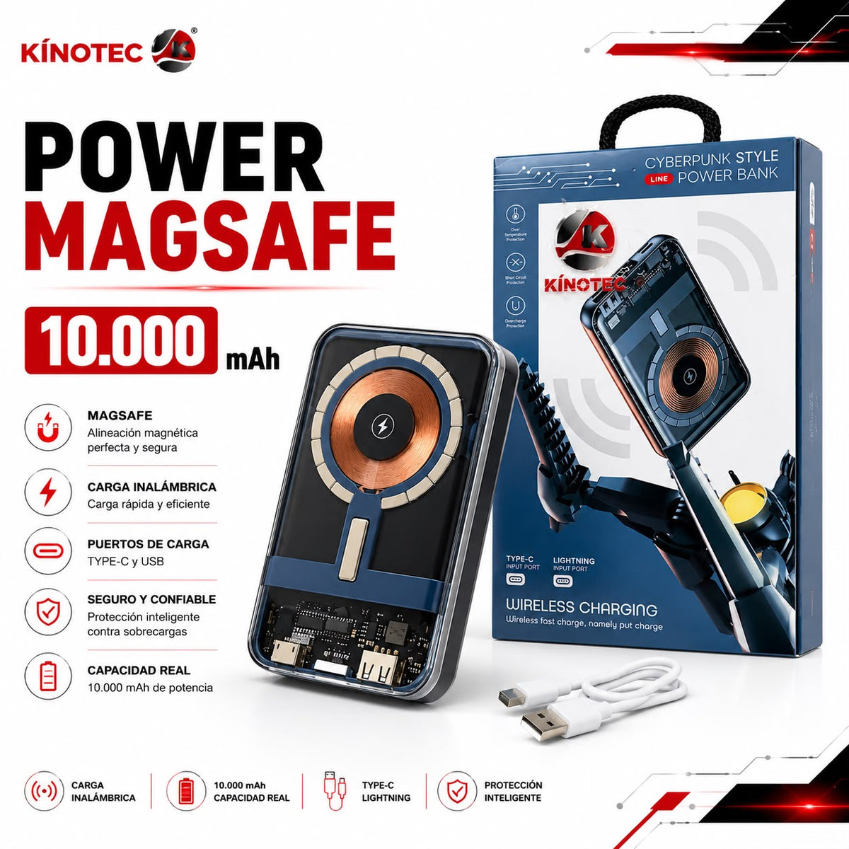 Power Bank 3en1 – 10 000 mAh | MagSafe