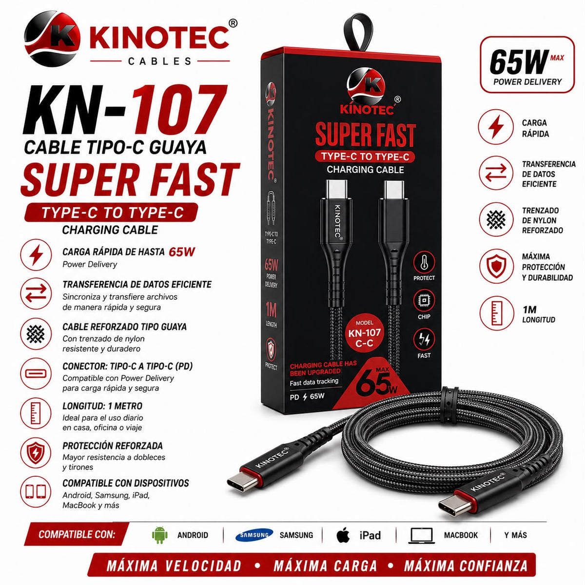 Cable Kinotec KN-107 Tipo C Guaya