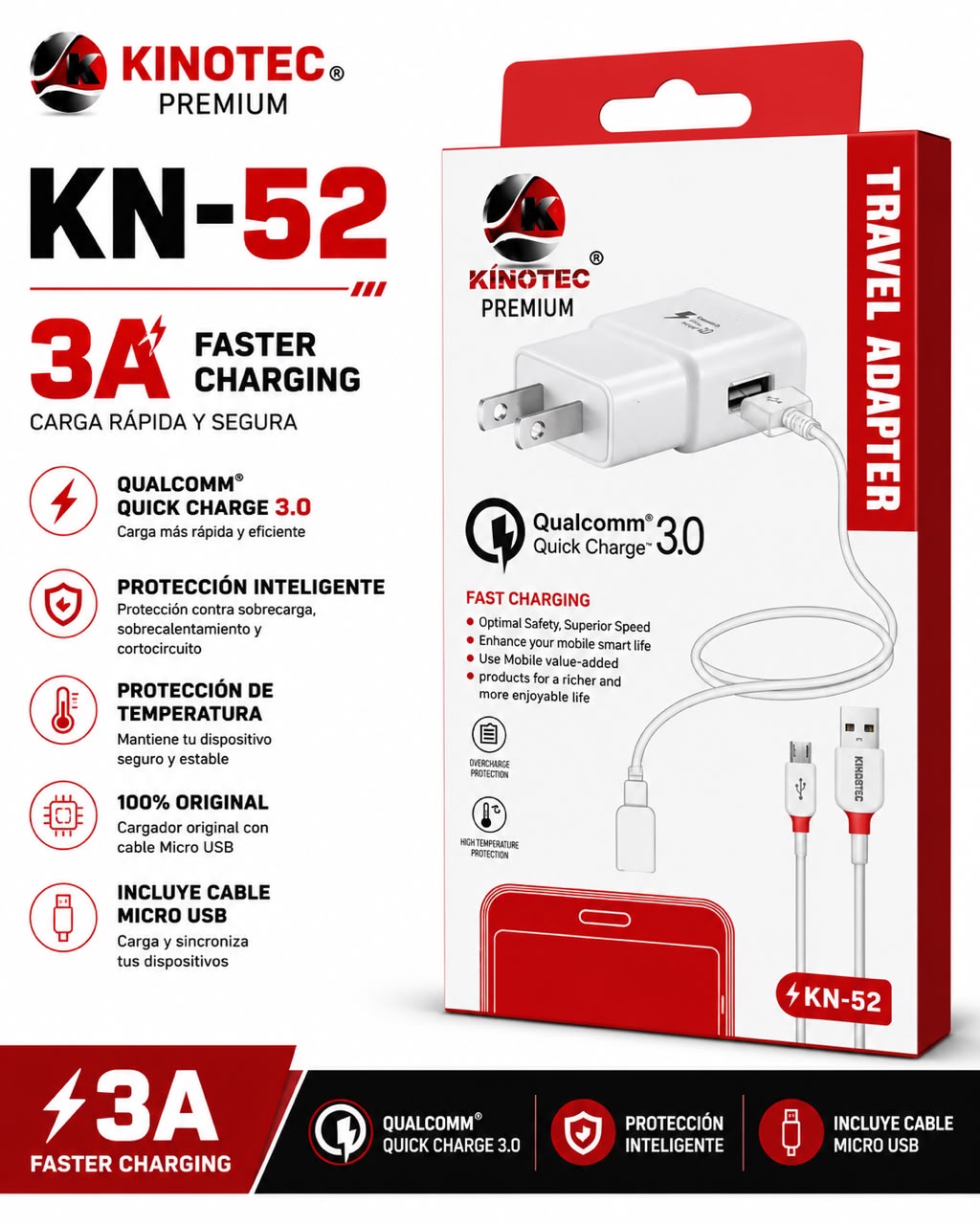 Cargador Kinotec KN-52 V8